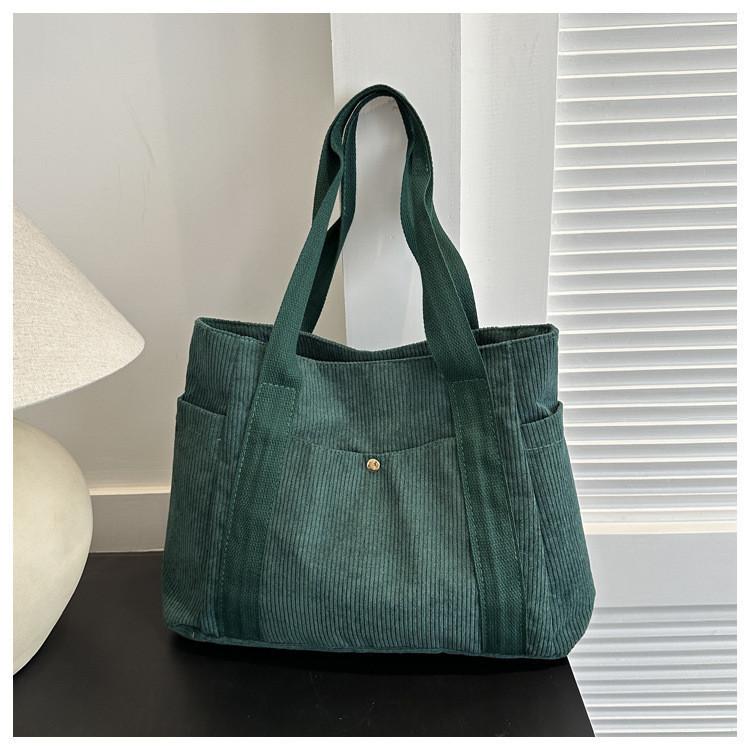 Chic And Simplistic Large Capacity Canvas Shoulder Bag For Students And Commuters зелёный