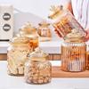 Creative Amber Plaid Striped Glass Jar Sealed Tea Candy Jar Kitchen Food Storage Container Clear Glass Bottle Box Home Decor