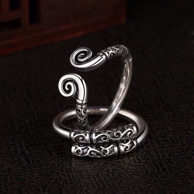 Retro Black Myth Wukong Goldener Stab Stirnband Ring für Männer Zinklegierung Farbe Punk Gothic Offener Ring Affenkönig Accessoires Zirkon