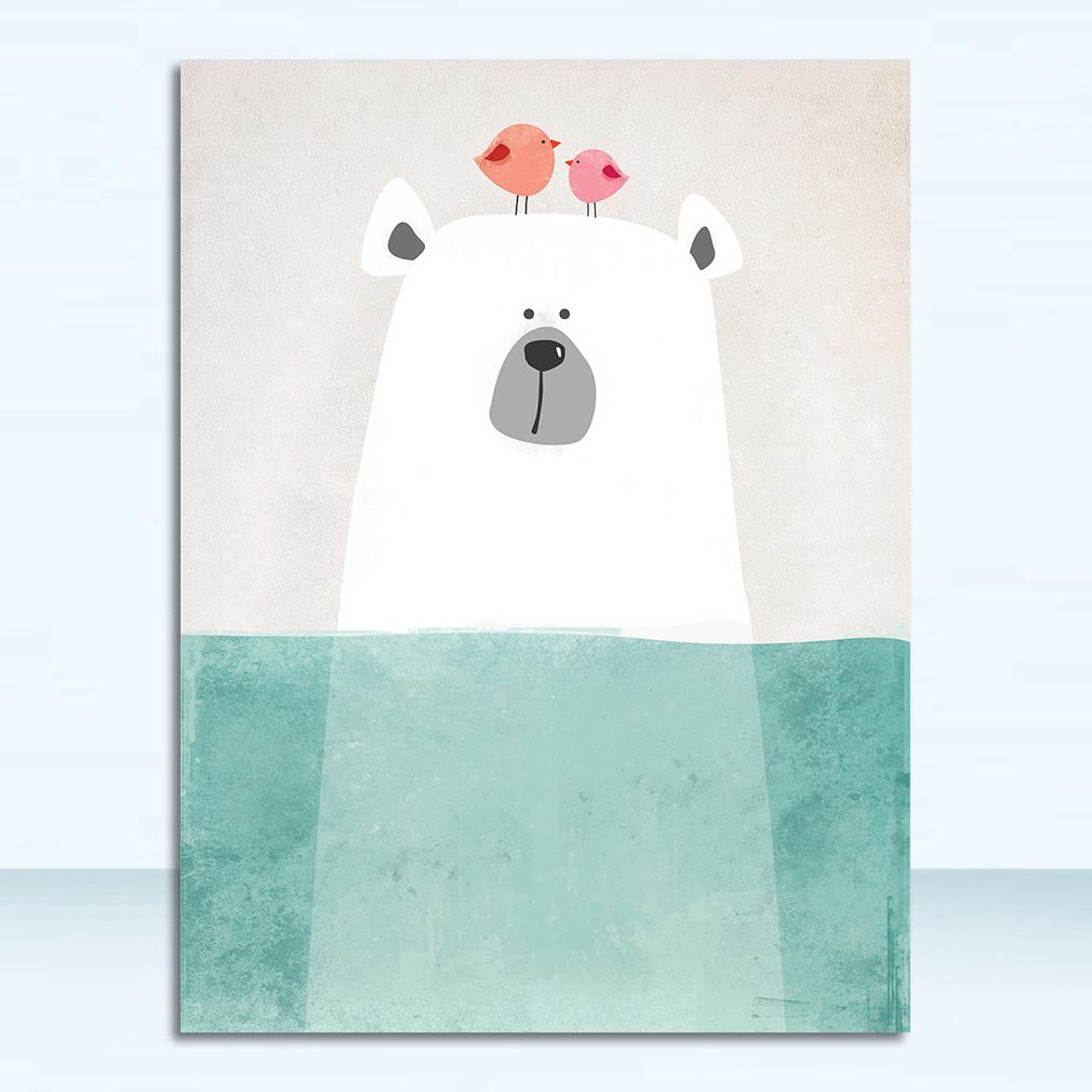 A4 A3 A2 Canvas Art Poster Painting Print Baby Room Home Wall Decor Nordic Cute Animal Hippo Penguin Polar Bear Portrait