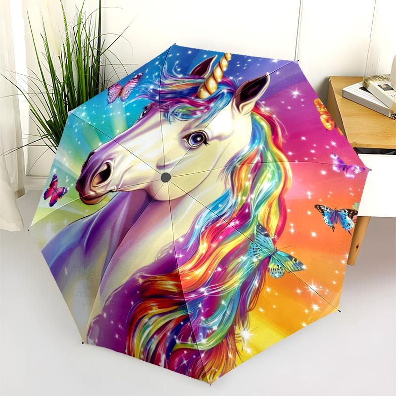 Colorful Animals Pattern, Automatic Folding Umbrella, Portable and Foldable Design, 8 Ribs, a Christmas or Birthday Gift.