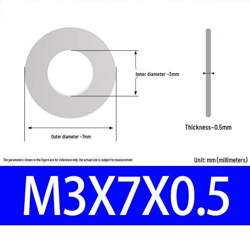 304 Stainless Steel Ultra-Thin Flat Washer, Thickness: 0.1/0.2/0.3/0.4/0.5 Mm, Sizes M1-M8