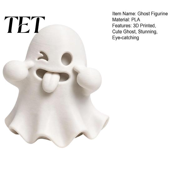 Unique Holiday Gifts Halloween Ghost Figurine, 3D Printed Cute Face Statue, Spooky Funny Gift Tabletop Ornament for Shelf, Desk, Home Party Decor PLA