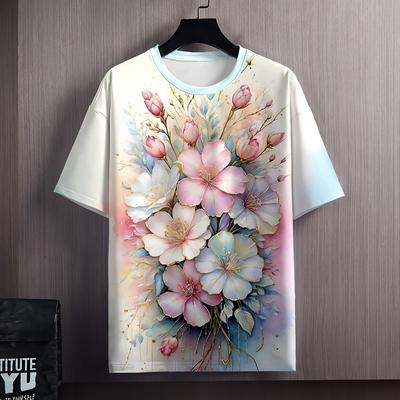 New 2026 Fashion Floral Print T-Shirt - Perfect for Couples This Valentine’s Day!