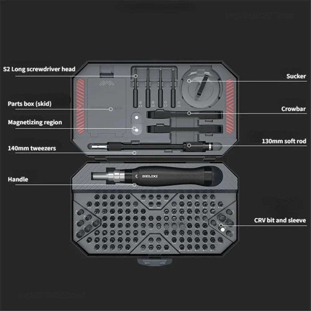 DELIXI 145 In 1 Screwdriver Set With Storage Box Precision Magnetic Screw Driver Bits For Mobile Phone Repair Screwdriver Kit