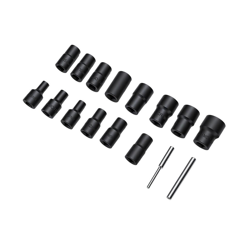 16 Pcs 1 2 Lug Nut Socket Set Non Marring 8 27mm Locking Nut Removal Tool with 2 Center Punches Chrome Vanadium Steel