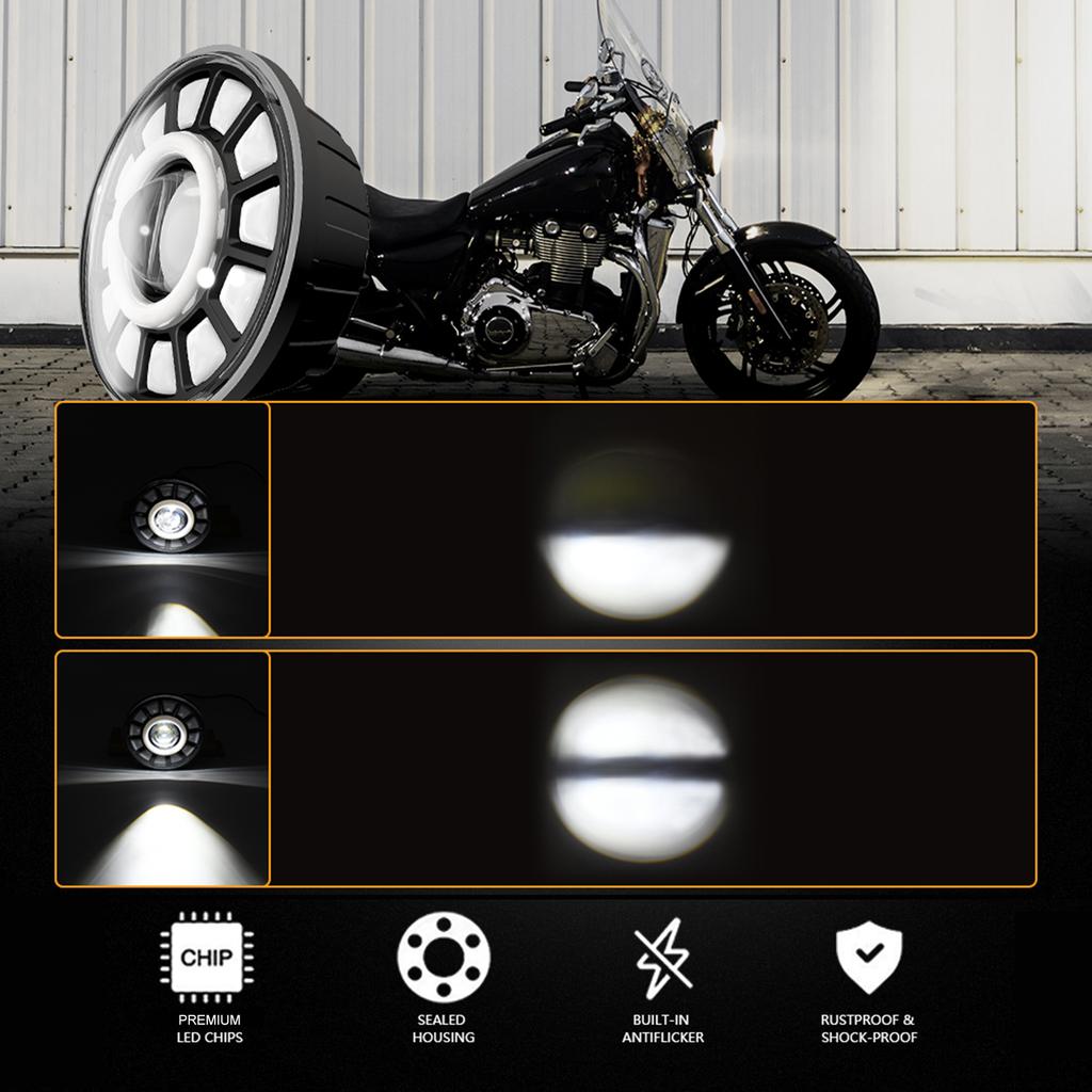 5.75 Inch LED Headlight, 5-3/4 Inch Motorcycle Headlight with DRL/Turn Signal/Low Beam/High Beam IP67 Waterproof Headlight for Motorcycles Cars
