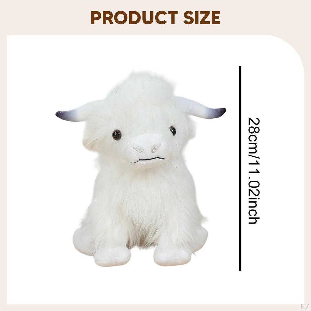 Plush Highland Cow Doll Snuggling Hugging Sofa Ornament Birthday Gifts Teens brown