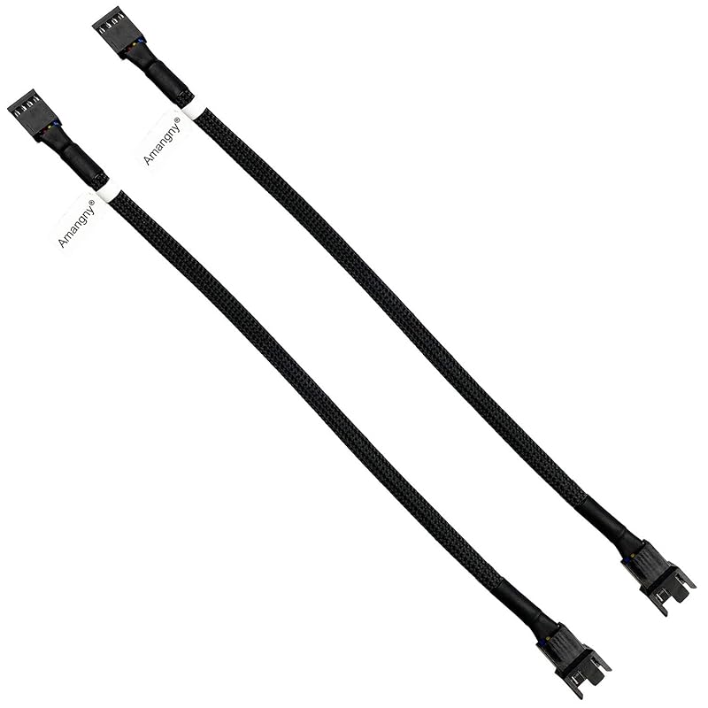 2-Pack 2 Way 4 Pin PWM Fan Splitter Cable 10.2 Inches Black Sleeved PC Case Fan Extension Cable (1 to 2) 1 to 1
