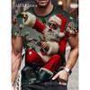 Christmas 3D Santa Claus Print T Shirt for Men Casual Short Sleeve Tee Shirts Fashion O-Neck Top New Year Gift Oversized T-Shirt