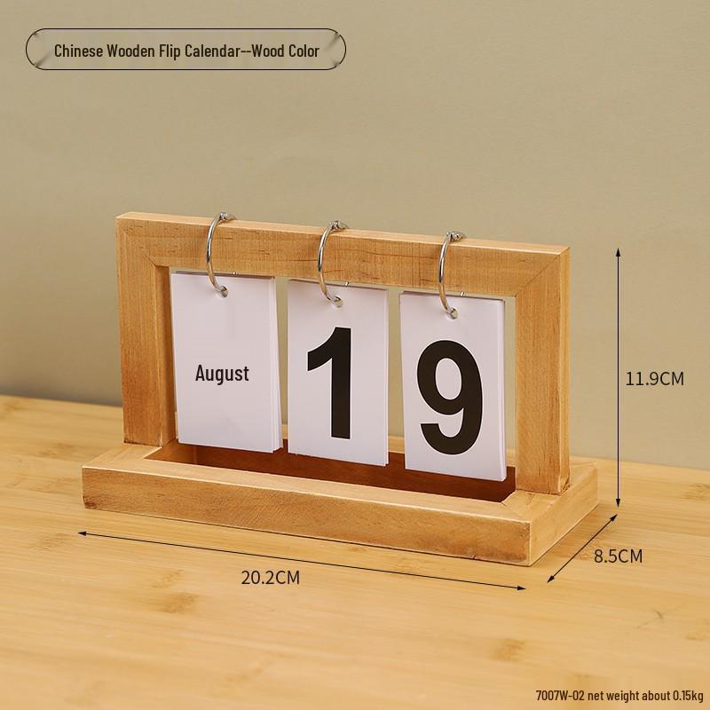 Simple Wood Flip Calendar: Perpetual Desk Ornament & Photo Prop