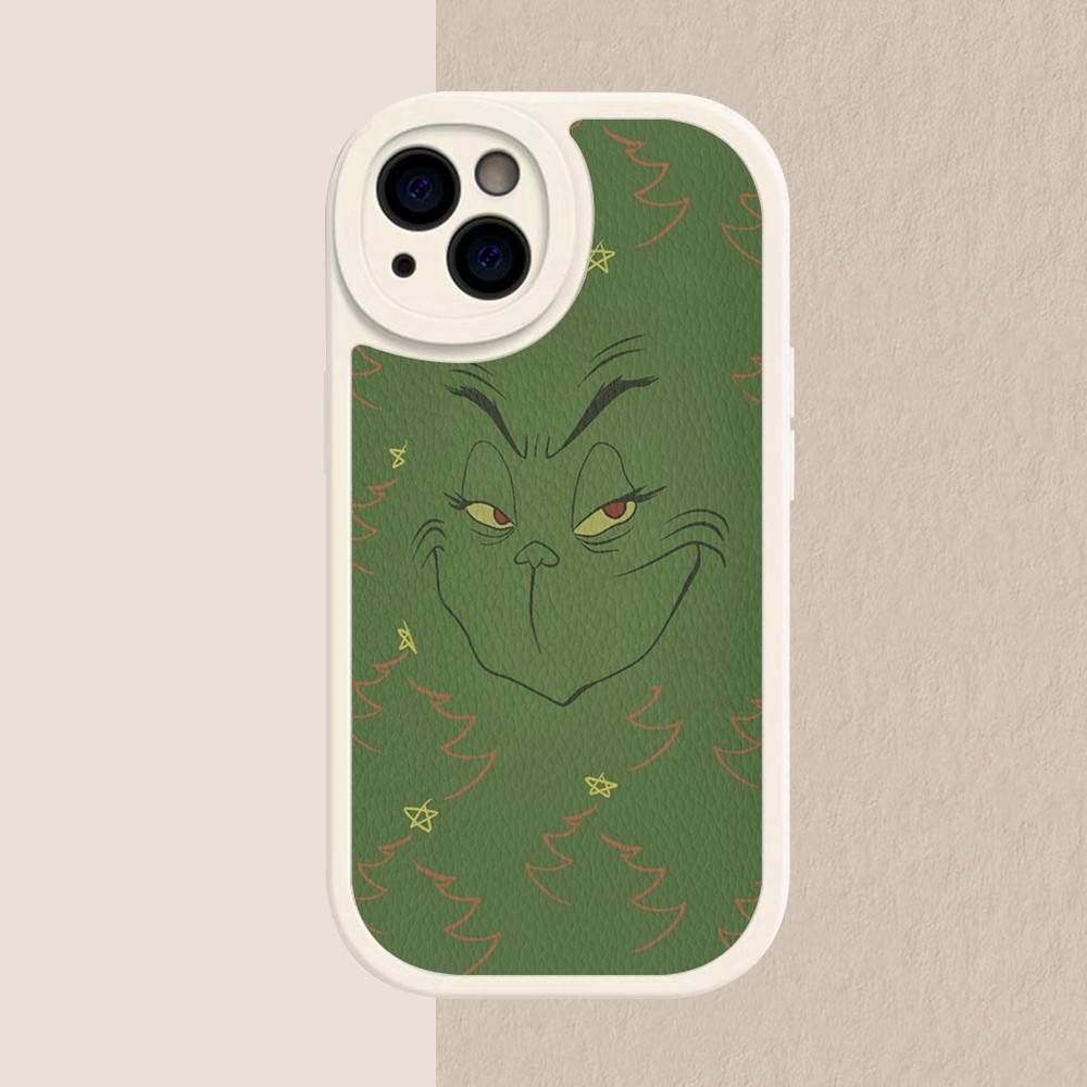 C-Christmas G-Green M-Monsters Phone Case Hard Leather For iPhone 16 15 14 13 12 Mini 11 14 Pro Max Xs X Xr 7 8 Plus Fundas