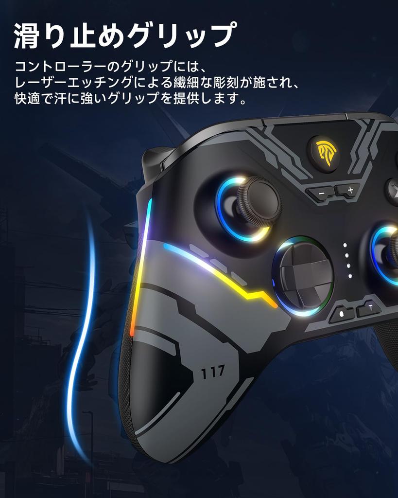 EasySMX Wireless RGB Backlit PC Controller for Switch Joy-Cons, Compatible with Windows PC, Switch, iOS, Android, and Steam, with Hall Effect