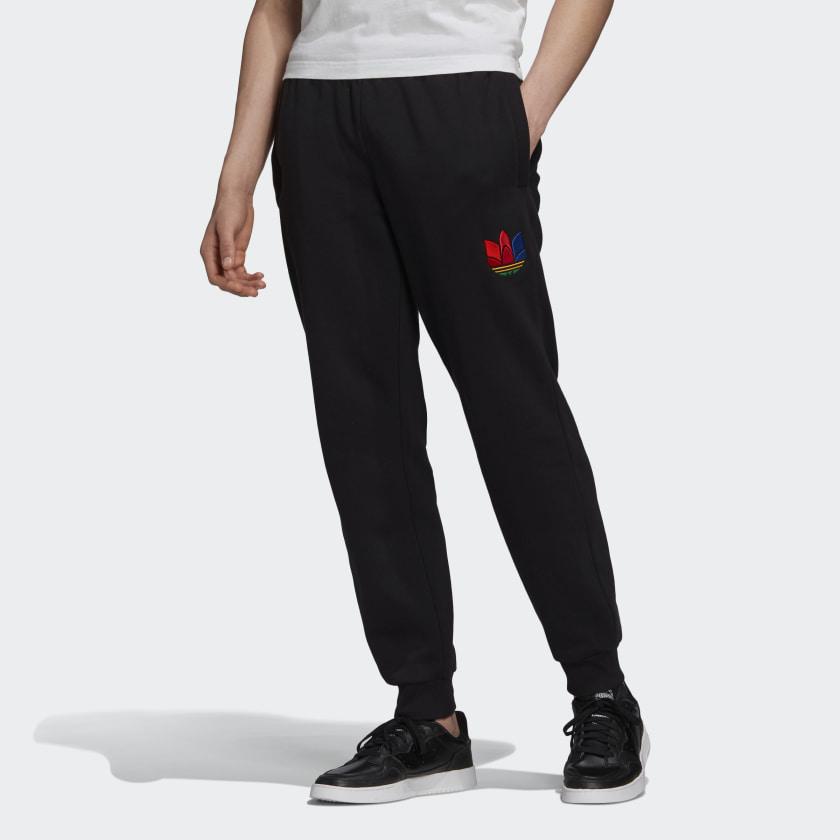 Adidas Originals Knitted Sweatpants Men's Black Moderate Straight Fit Pants GE0806