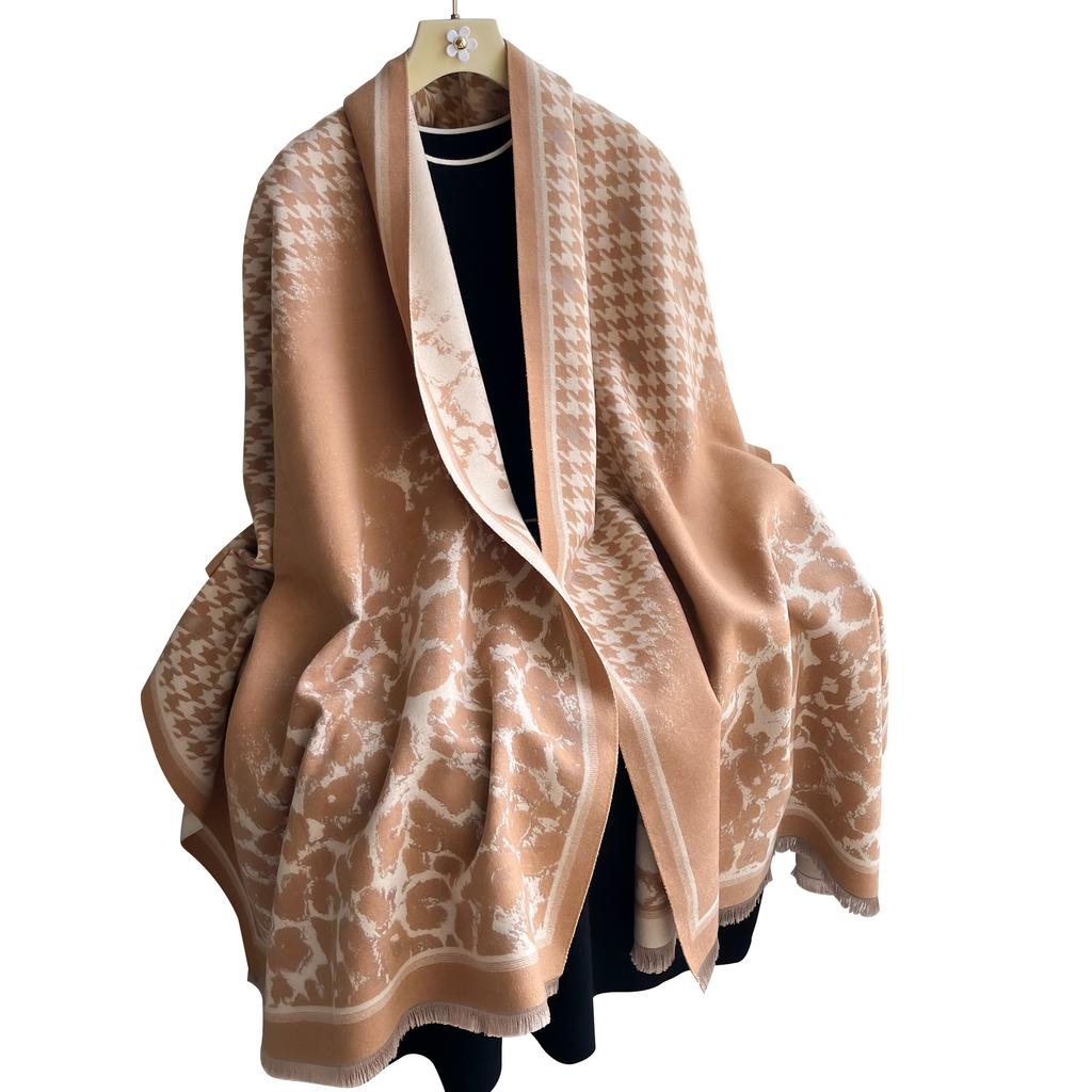 Huśtawka I Zimowy Ptak Krata Panterka Dopasowanie Kolorów Moda Dojazdy Imitacja Kaszmiru Długi Szal Peleryna Ciepły Szalik Kobiety