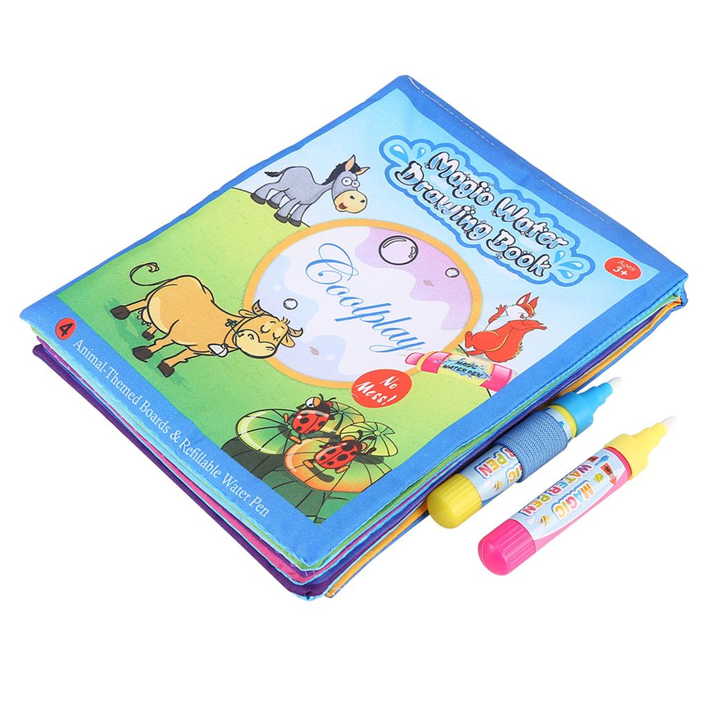 Cloth Book, Children Coloring Painting Cloth Book with Water Drawing Pen Kids Early Learn Toy Electronic Early Development Toys Early Development & Ac