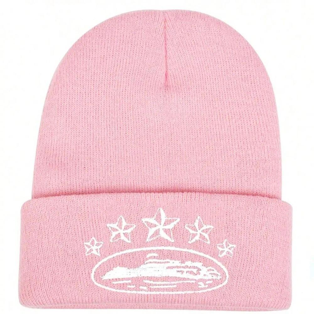 Star Embroidery Cuffed Beanie Hat Stretch Fit Knit Cap Fashion Winter Beanie Men Women