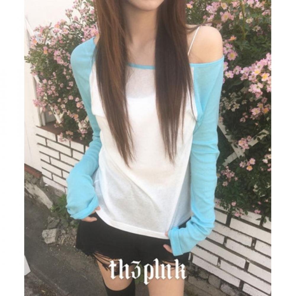The Pink Women Pelon Raglan One Shoulder Summer Long Sleeve T shirT