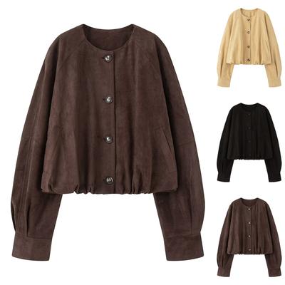 Ladies' Fashionable Short Sleeved Button Up Jacket Jacket