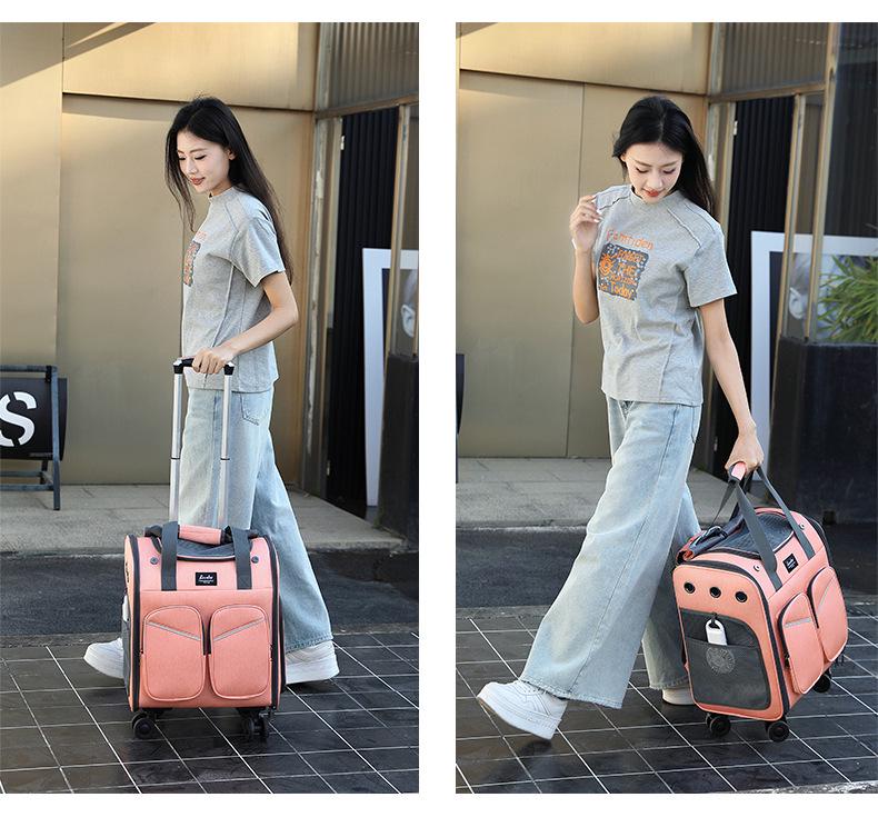 New Wheeled Breathable Cat Carrier Backpack - Portable Double Shoulder Pet Carrier