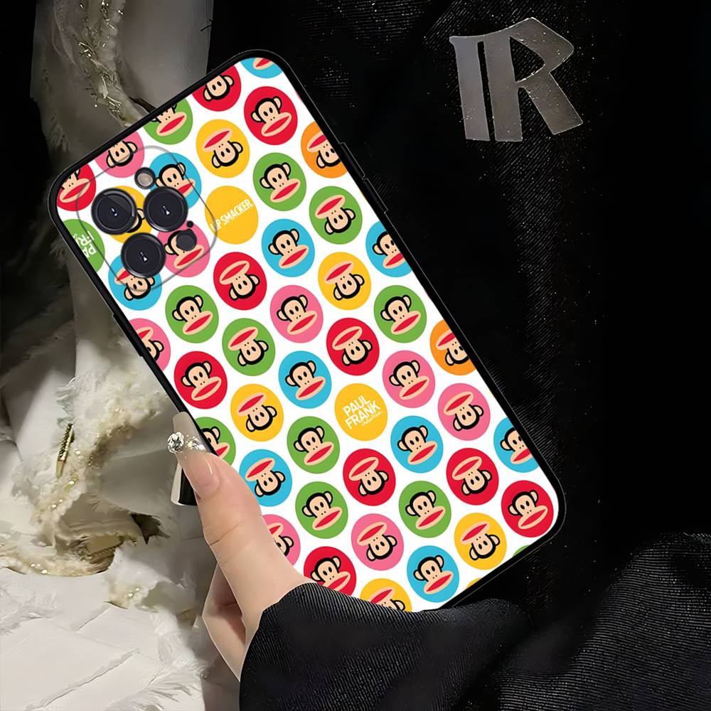 Fashion Logo P-Paul F-Frank Black Soft Phone Case For IPhone 16 15 14 13 11 12 17 Pro Max Mini Plus