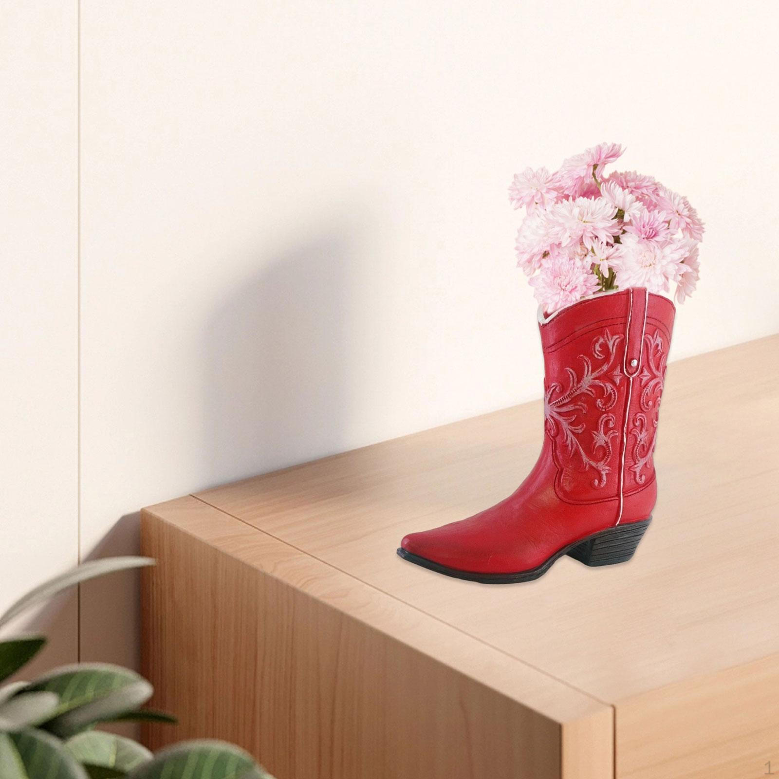 

Boot Shaped Resin Flower Planter for Floral Arrangements in Home And Cafe красный