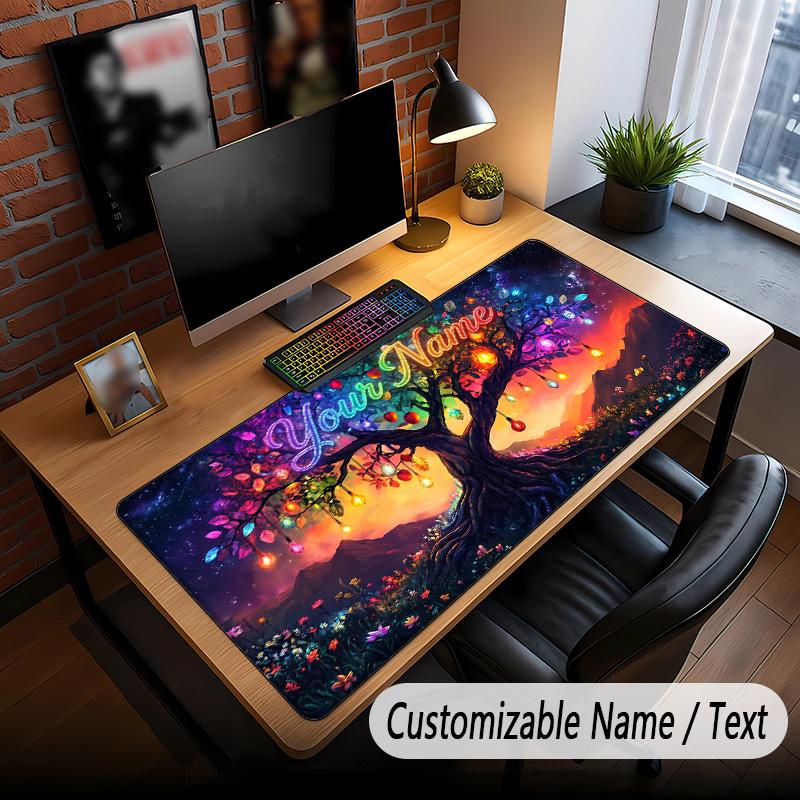 Tree of Life Theme Custom Mouse Pad Personalized With Name Text Customized Desk Mat For Office Home Decor