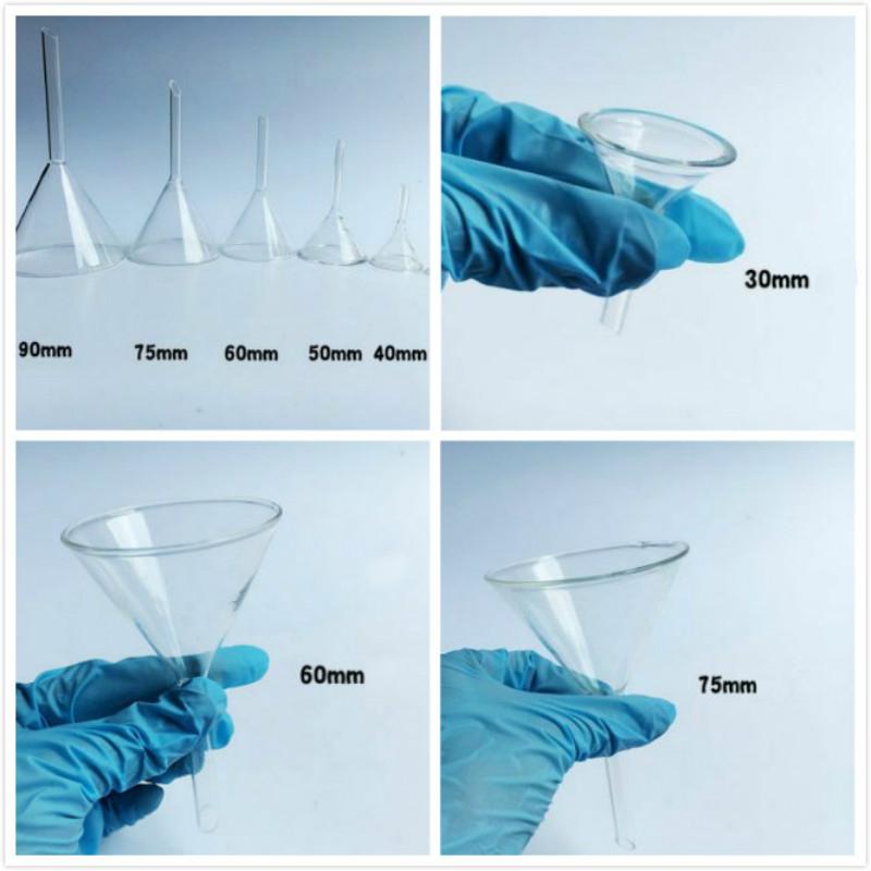 30mm/40mm/50mm/60mm/75mm/90mm Miniature Lab Glass Funnel Borosilicate Glassware Triangle Funnel Laboratory Supplies Tools 30mm