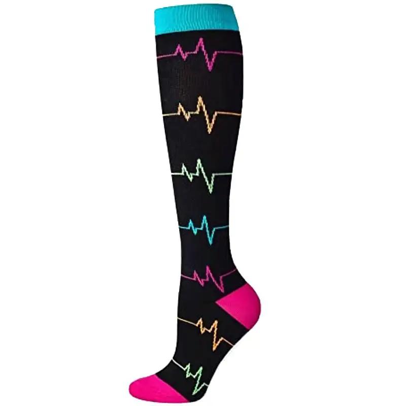 Neue Kompressionssocken für Leggings Atmungsaktiv Laufen Radfahren Druck Fußball Socke für Erwachsene Koreanische Edition Netzwerk-Drucksocken