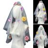 Flower Studded Bridal Veil for Bride To Be Gift, Bridal Shower, Wedding Veil