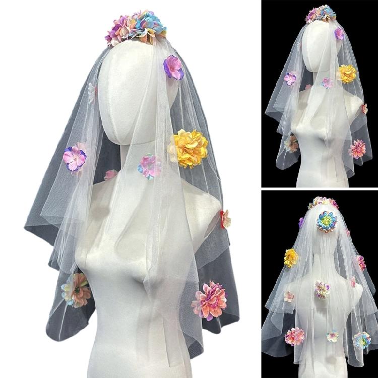 Flower Studded Bridal Veil for Bride To Be Gift, Bridal Shower, Wedding Veil