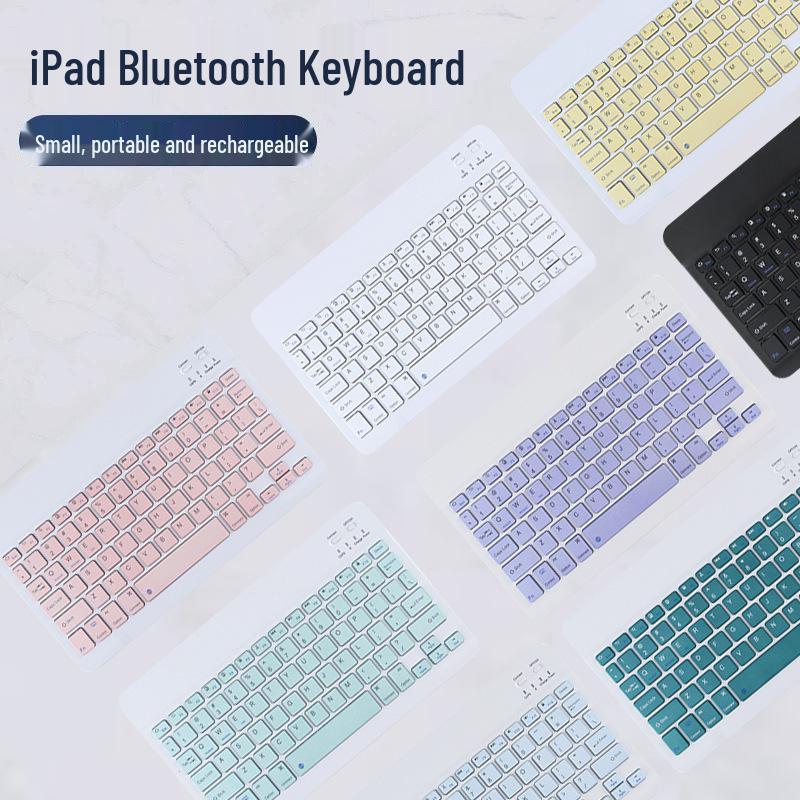 

Jingzun Bluetooth 10-Inch Keyboard & Mouse Set for iPad and Tablets with Touch Control & Personalized Color Printing White Keyboard