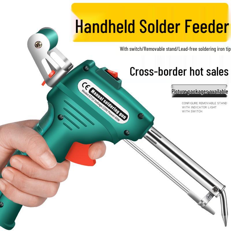 Handheld Portable 60W Electric Soldering Iron with Auto Solder Feed, US/EU Standard
