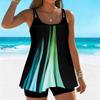 Women's Swimwear Tankini 2 Piece Swimsuit  Abstract Art Printing  Plant Print Vacation Bathing Suits