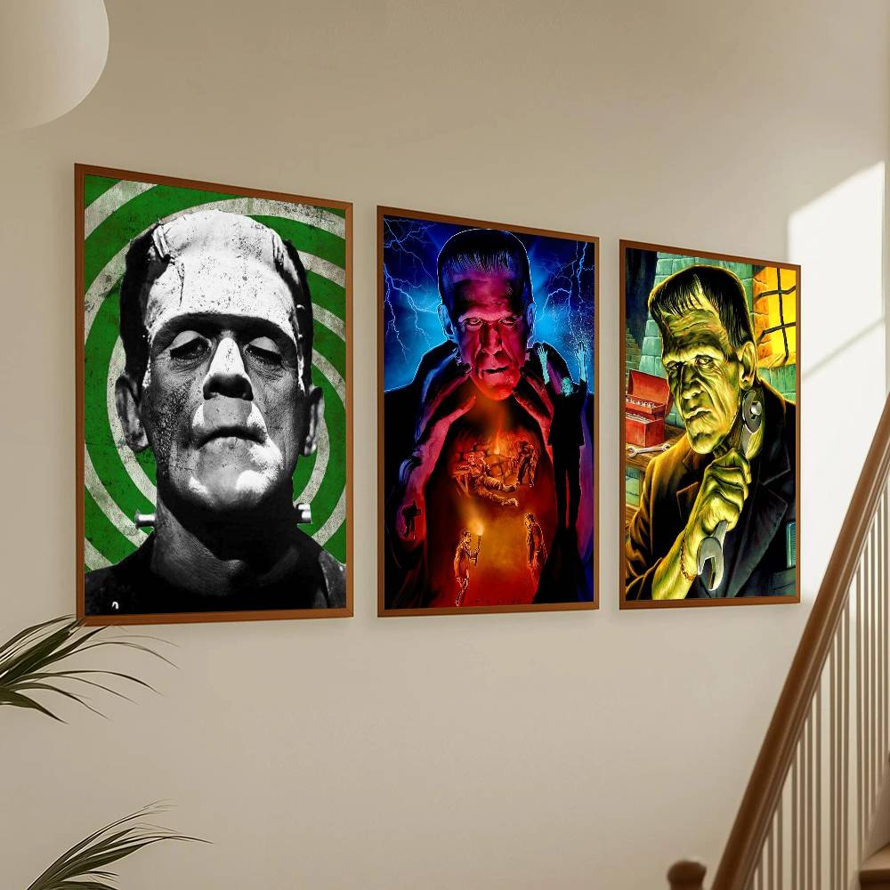 1pc Vintage Frankenstein Monsters Poster Sticker Print Waterproof Wall Art For Living Room Bedroom Home Decor