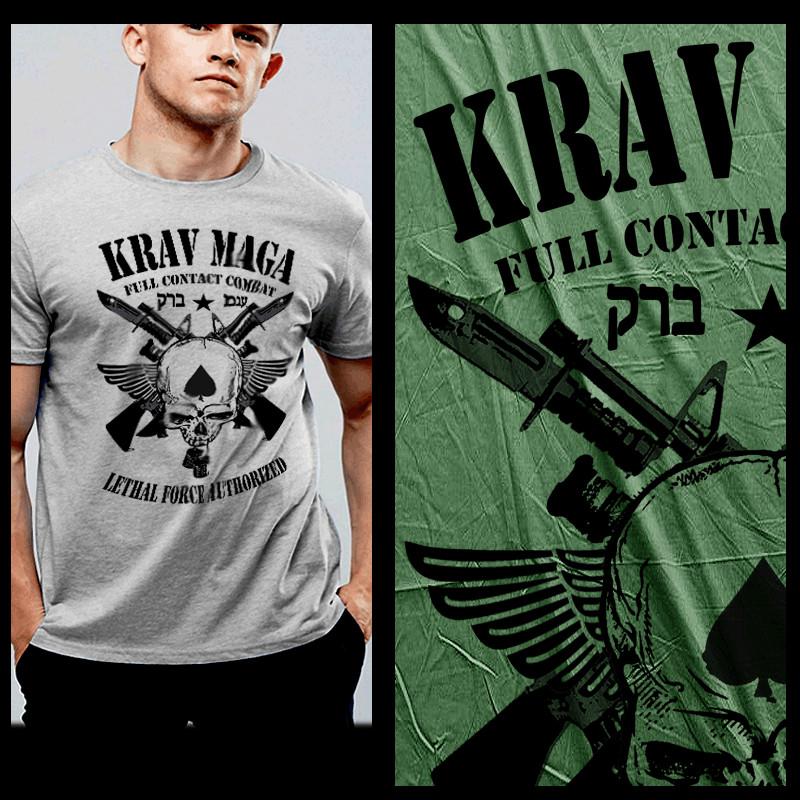 

Krav Maga T-shirt Special Forces Military Martial Arts Combat Defense rifles tee S