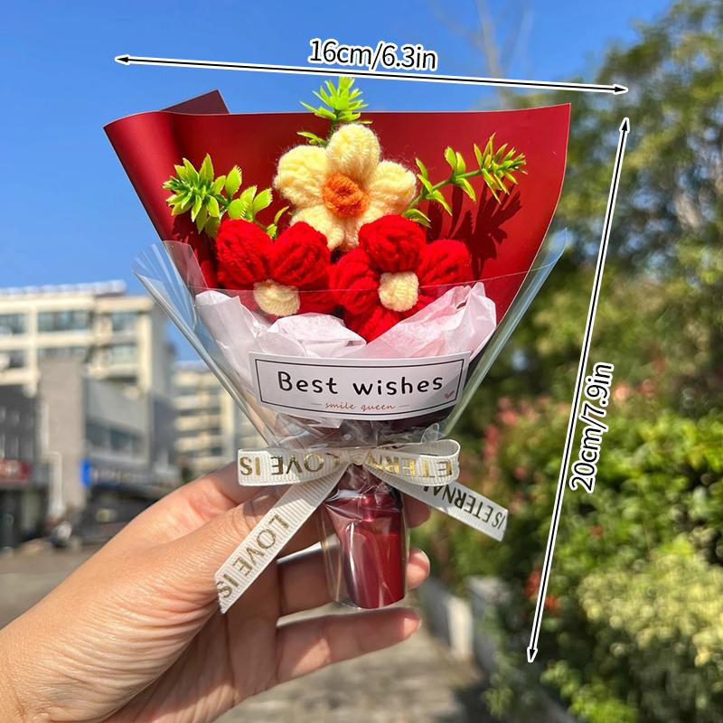 Sunflower Bouquet Gift Handmade Knitted Creative Valentine's Day Gifts For Girl DIY Simulate Bouquet Handmade Knitted Bouquet