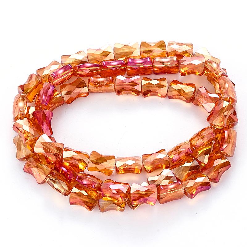 Bamboo Glass Beads AB Color Faceted Flat Curved Waist Column Crystal Loose Spacer Bead for DIY Crafts Earring Bracelet Jewelry