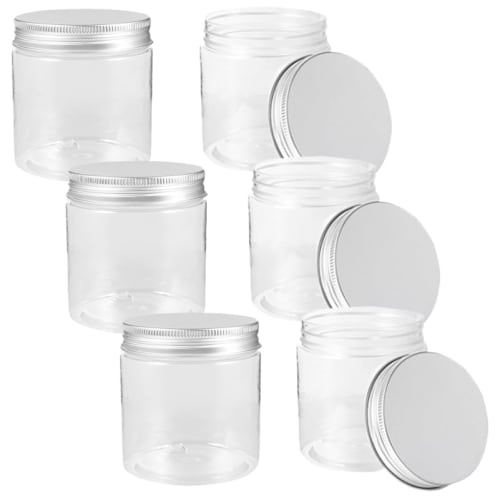 Wide Mouth Mason Jars Bulk - 6 Plastic Jars with Lids, Clear Storage Containers, Small Canning Jars, Wide Mouth Canning Supplies Jars, Cosmetic Jars