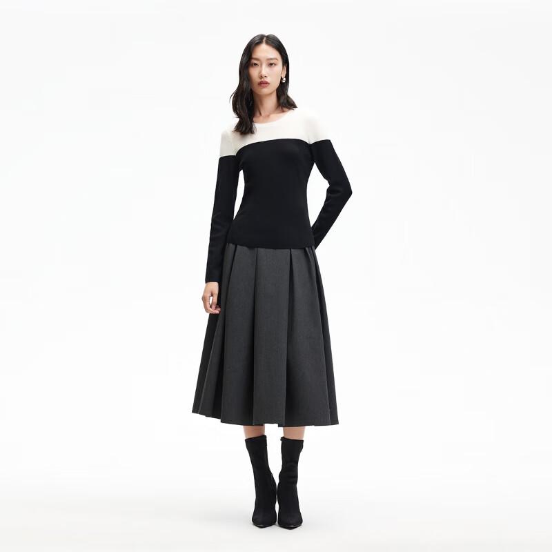 Veromoda Women's Color Block Wool Blend Knit Sweater