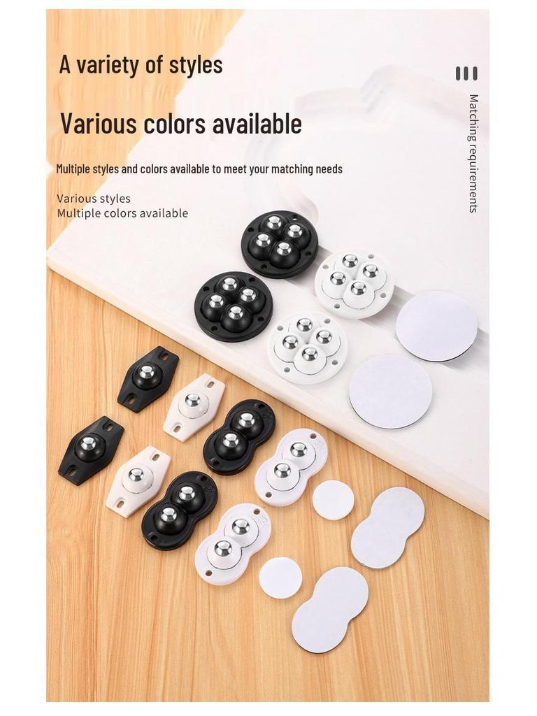 Adhesive Roller Wheels for Trash Can, No-Drill, 4-Pack Universal Base Accessory