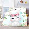 Personalized Name Blanket Cartoon Animal Digital Print Flannel Blanket Fun Gift Blanket