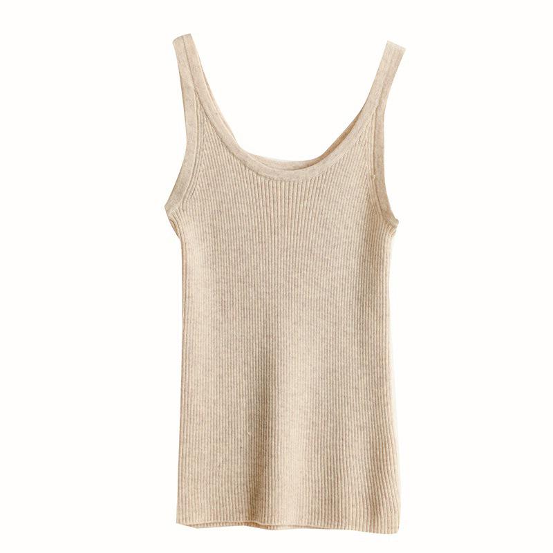 2023 Women's Fashionable Round Neck Pure Wool Sleeveless Knitted Vest Top