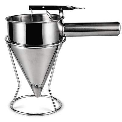 Stainless Steel Piston Funnel with Stand Kitchen Baking Funnel Batter Dispenser Sauce Cream Dosing
