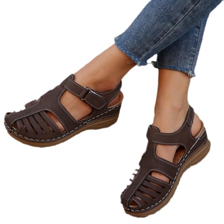 2024 spring and summer new Roman sandals European and American trends fashionable and comfortable wedge heel sandals women's foreign trade larg