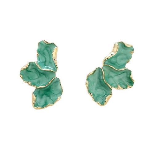 Enamel Flower Stud Earrings for Women Red Green White Girl Korean Delicate Daily Life Minimalist Jewelry Girlfriend Gift