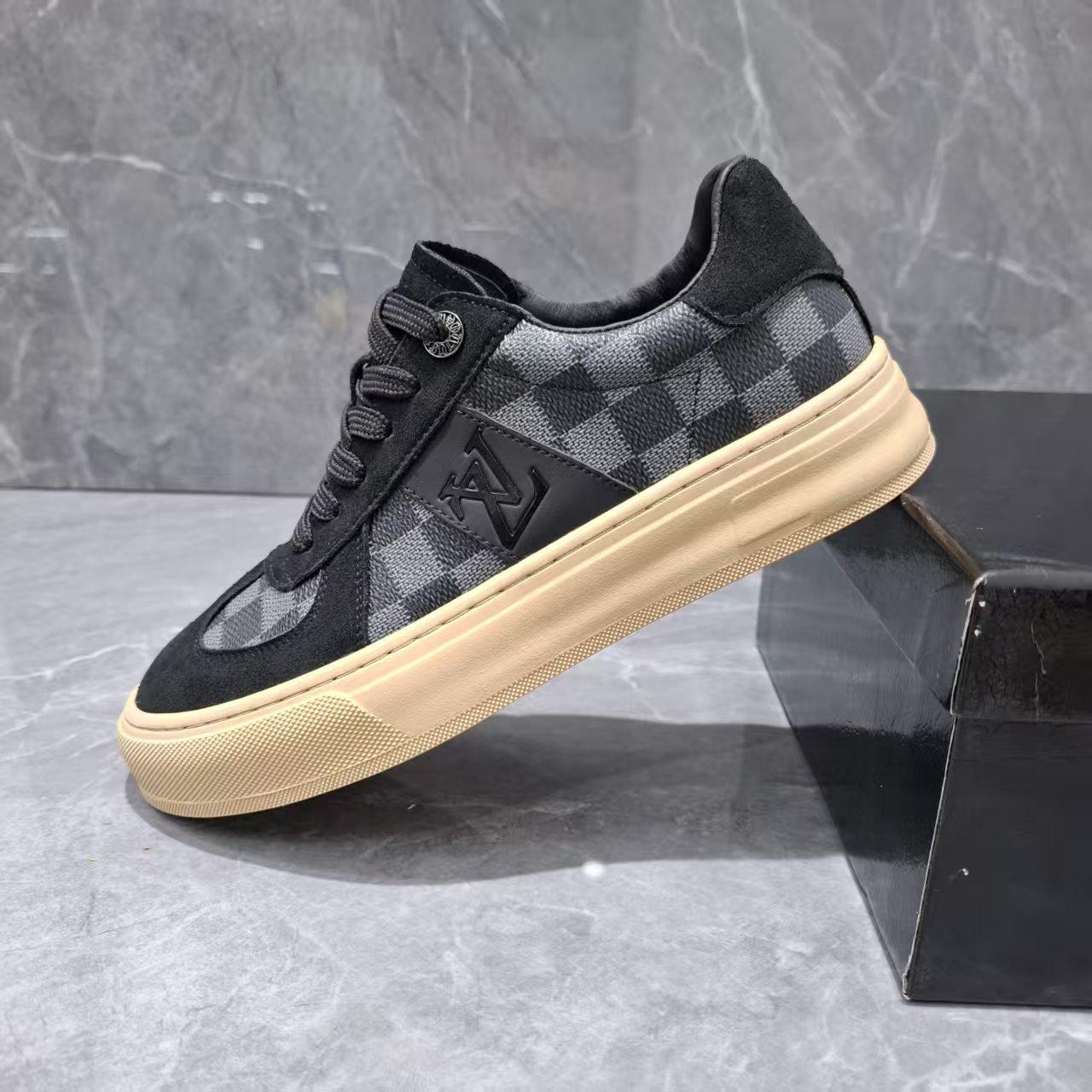 

Европейская мужская обувь в стиле пэчворк, клетчатая, из натуральной кожи, на шнуровке, повседневная 41 чёрный