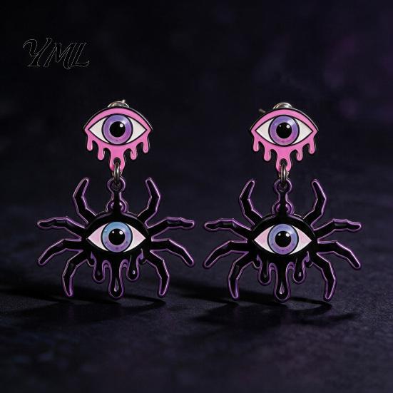 Lightweight Acrylic Jewelry 1 Pair Halloween Theme Earrings for Women, Gothic Pink Spider Party Accessories Dangle Drop Earrings, Spooky Holiday