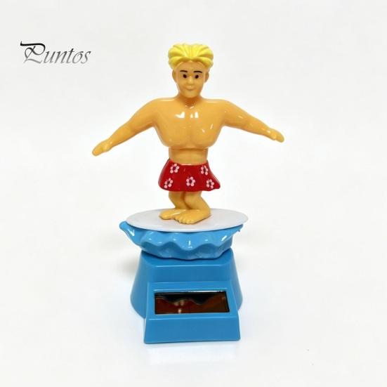 Surfing BilFigur Surfare Pojke Solcellsdriven Nickande Leksak, Tecknad Bobblehead för Mittkonsol Tillbehör Instrumentbräda, Bil Gungande Skakande Figur Kontor