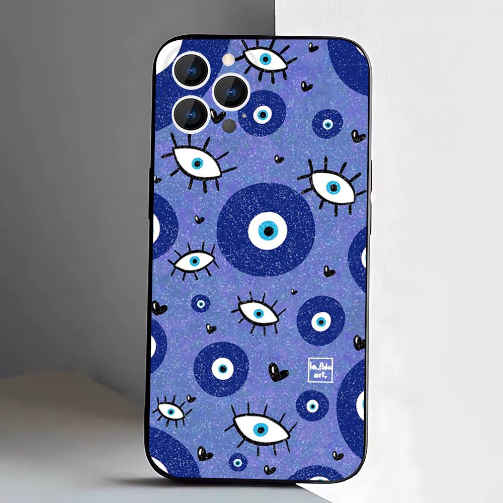 Evil Eye Lucky Eye Blue Phone Case For iPhone 17,16,15,14,13,12,Pro,Max,Plus,E,SE4,Air,Mini Black Soft Box